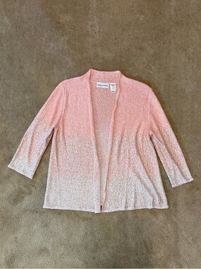 Alfred Dunner Peach to Cream Ombre Open-Front Cardigan
